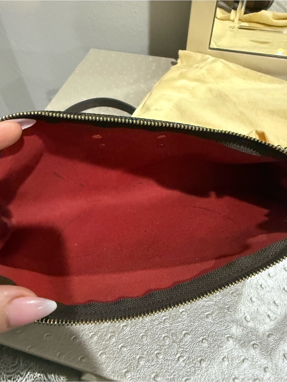 Authentic Louis Vuitton Damier Ebene Eva crossbody bag.